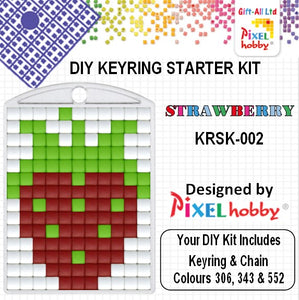 Pixelhobby Mosaic Hang-Up Strawberry Keyring Kit Keyring Including Chain Craft Kit