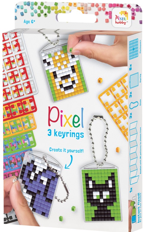 LLama Pixelhobby Mosaic 3 Piece Keyring Kit Keyring Including Chain Craft Kit