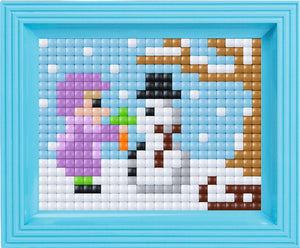 Snowman Pixelhobby Mosaic Craft XL Pixel Craft 5mm Art Kits Complete with Frame